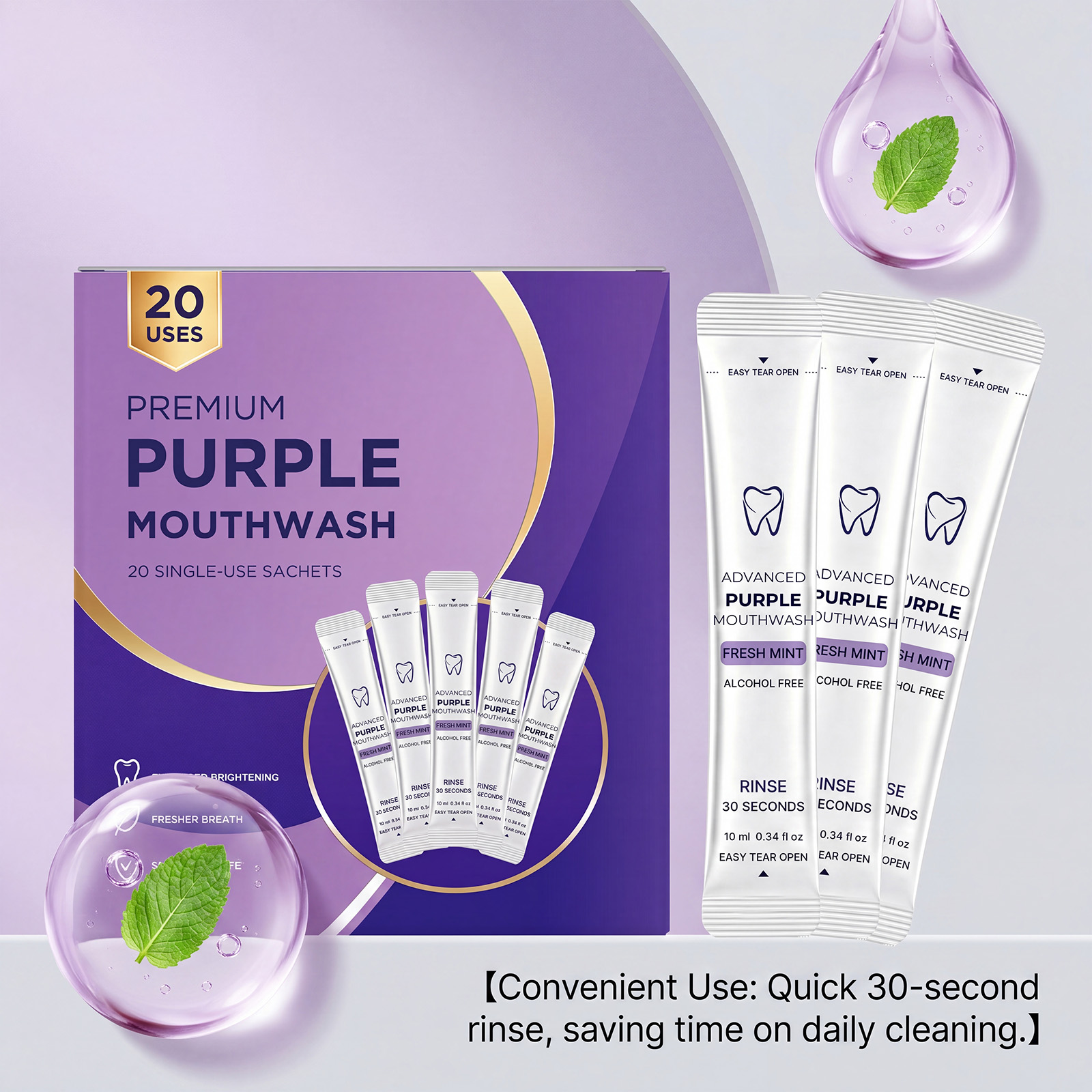 20/40 Pack Purple Mouthwash Fo - огляд і ціна Teeth Whitening Mouthwash